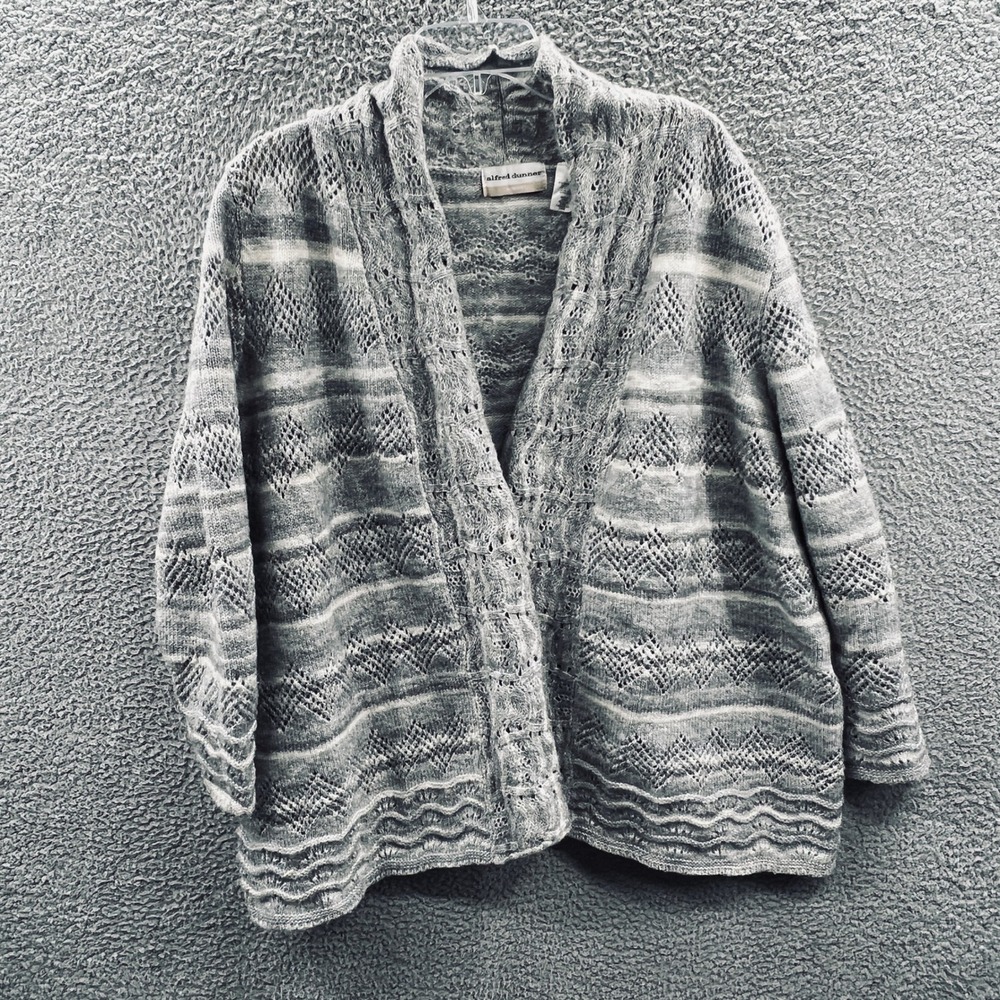 Alfred Dunner Woman Cardigan Sweater 2X Striped Open Front Striped Cozy Layering